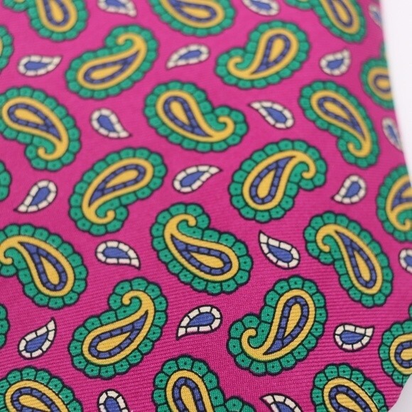 Ted Lapidus Luxury Silk Tie Vintage Red Paisley Designer Necktie - Picture 3 of 7